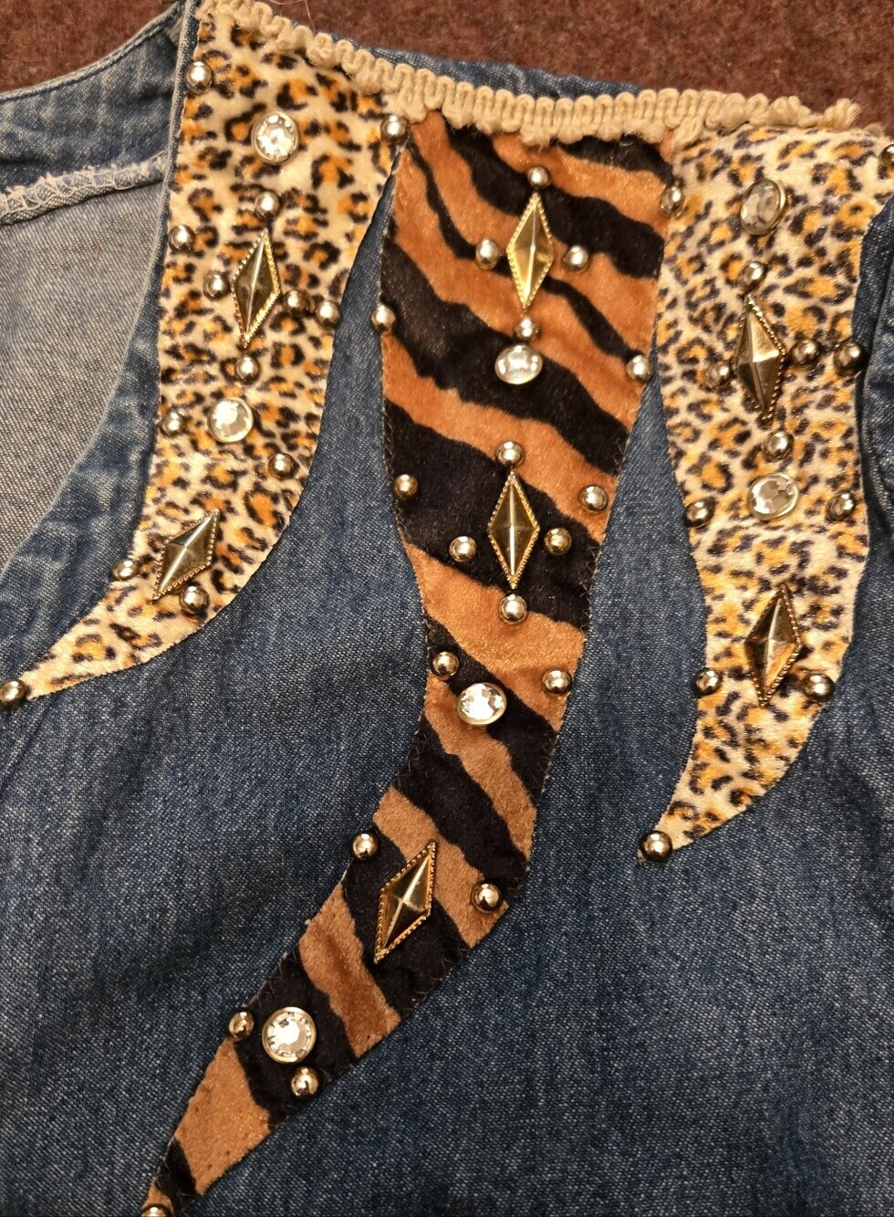 Le Fete 80s/90s Maximalist Western-style Cotton Denim Shirt With Animal Print XL - Picture 3 of 10